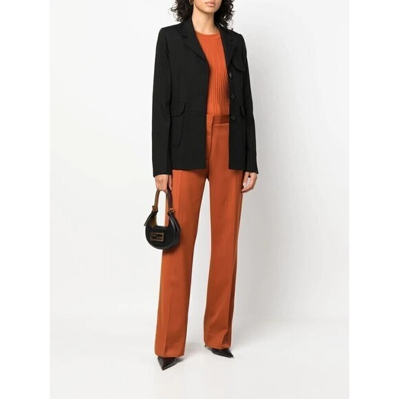 Victoria Beckham High Waist 70s Flare Trousers size 0 dress Pants Rust Wool - Picture 1 of 13